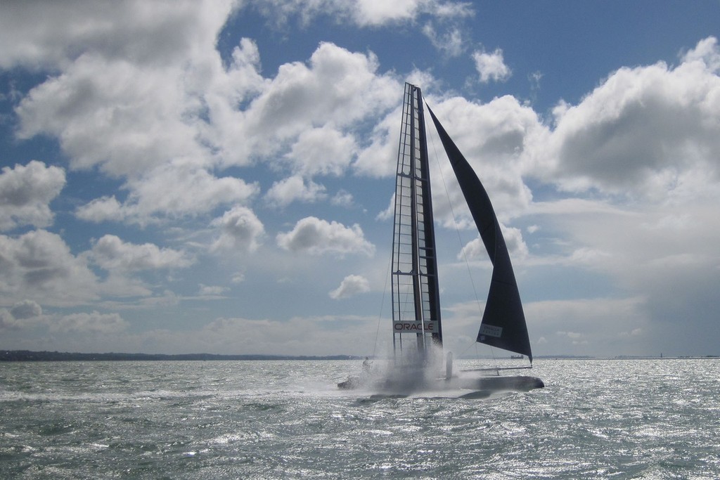        05/04/2011 - Auckland (NZL) - ORACLE Racing - AC45 training - Sailing on the edge                         - AC45 heads down the mine photo copyright OracleTeam USA www.oracleracing.com taken at  and featuring the  class