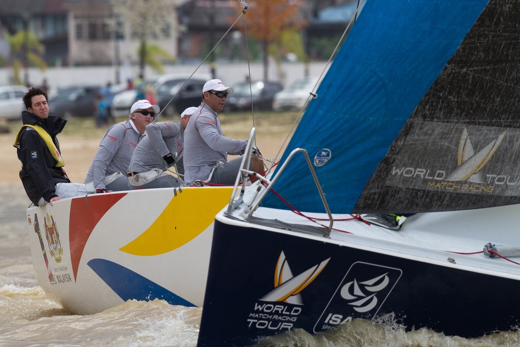 Pre start between Peter Gilmour and Torvar Mirsky on day 3 at the Monsoon Cup 2011. Kuala Terengannu, Malaysia. 25 November 2011.  &copy; Gareth Cooke/Subzero Images/ Monsoon Cup - copyright http://www.monsooncup.com.my