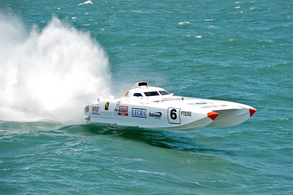 'The Good Guys' leads Supercat Lite, but 'Team 3' is poised to make a race of it. - Redcliffe Offshore Race photo copyright Andrew Gricks http://www.andrewgricksphotography.com taken at  and featuring the  class