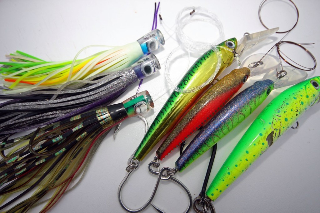 A mixture of skirted lures and hard body lures should be trolled simultaneously when on the hunt for tuna.  ©  Jarrod Day www.jarrodday.com