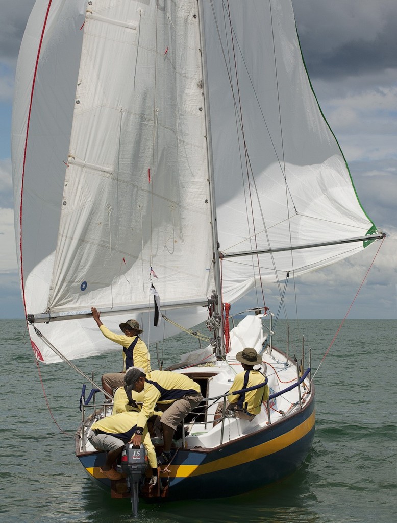 Raja Muda Selangor International Regatta 2011 - Penang-Langkawi Race start - Musytari reducing the stern weight for the light breeze © Guy Nowell / RMSIR