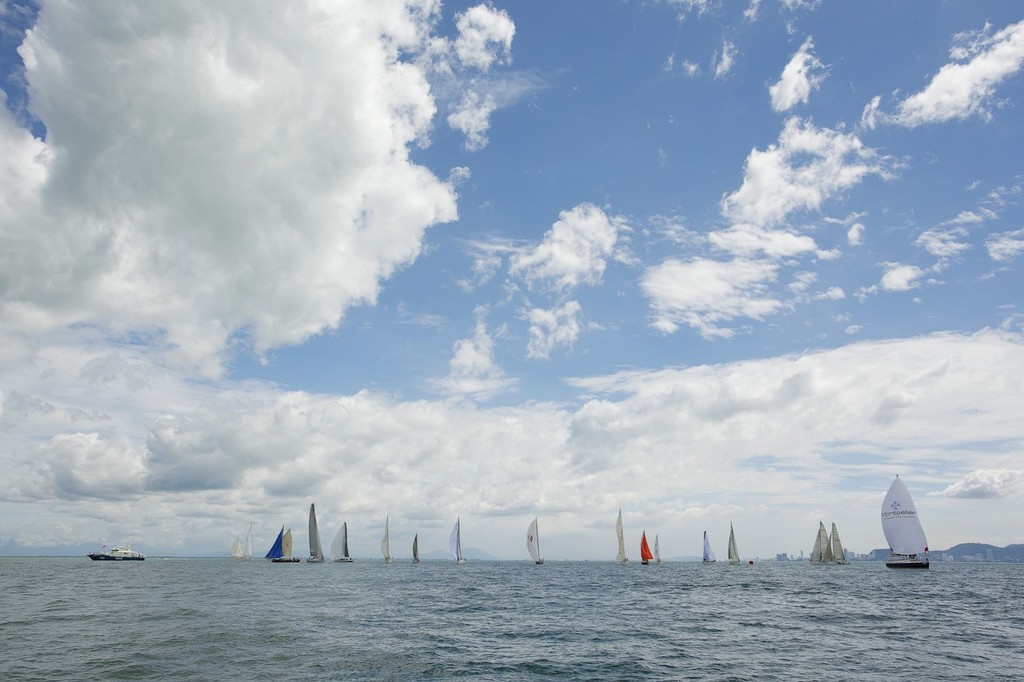 Raja Muda Selangor International Regatta 2011 - Penang-Langkawi Race start - slow start out of Penang © Guy Nowell / RMSIR