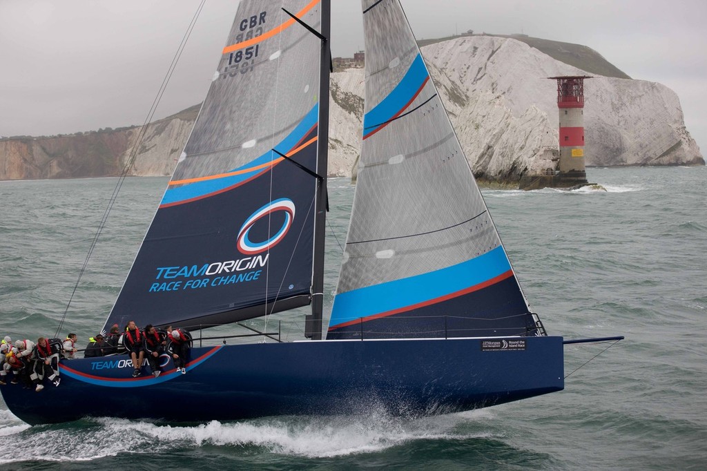 Sir Keith Mills and Olympic Gold Medalist Iain Percy helming Team Origon during the J.P. Morgan Asset Management Round the Island Race. © TH Martinez/Sea&Co/onEdition