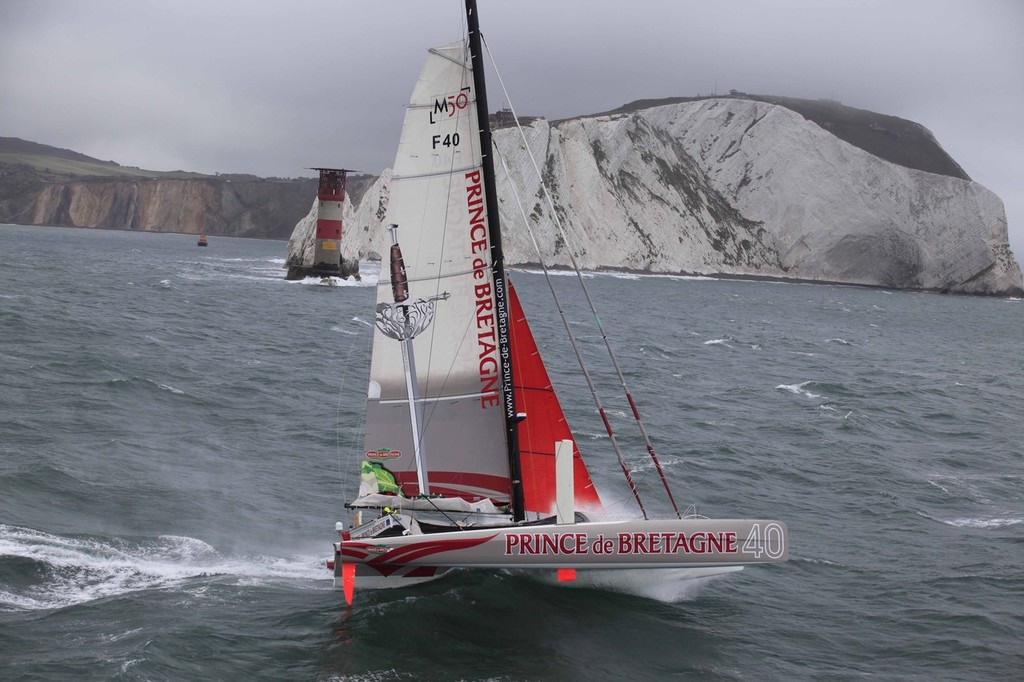 20110625  Copyright onEdition 2011©
Free for editorial use image, please credit: TH Martinez/Sea&Co/onEdition

Lionel Lemonchois helming Prince De Bretagne during the J.P. Morgan Asset Management Round the Island Race.

The J.P. Morgan Asset Management Round the Island Race (Saturday 25th June) is the 4th largest participation sporting event in the UK. Organised by the Island Sailing Club, it is dubbed ÔBritain's favourite yacht raceÕ, attracting over 1,800 yachts and 16,000 competitors. They co photo copyright TH Martinez/Sea&Co/onEdition taken at  and featuring the  class