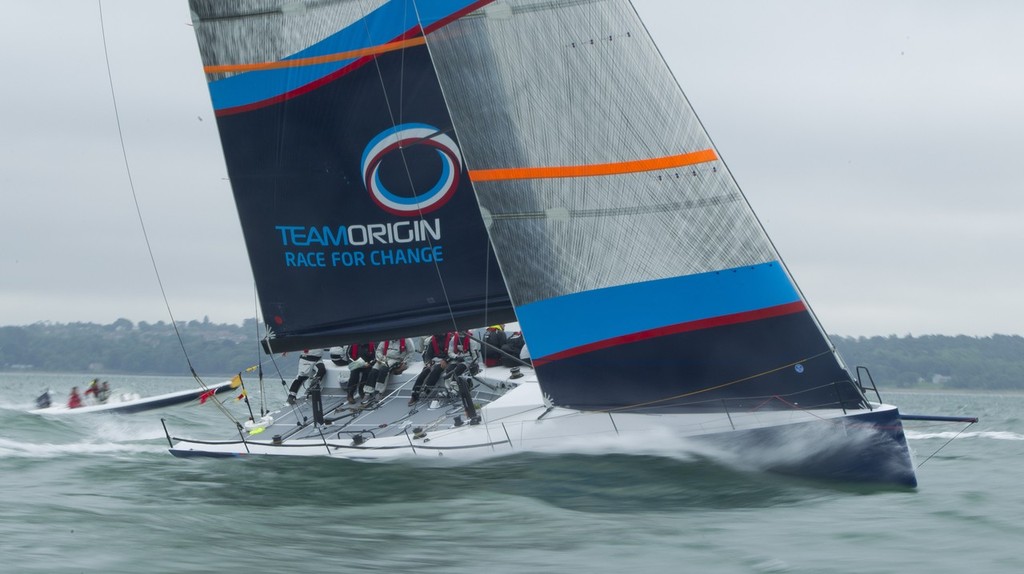 Sir Keith Mills and Olympic Gold Medalist Iain Percy shared the helm on Team Origin talking mono-hull line honours at the J.P. Morgan Asset Management Round the Island Race © onEdition http://www.onEdition.com