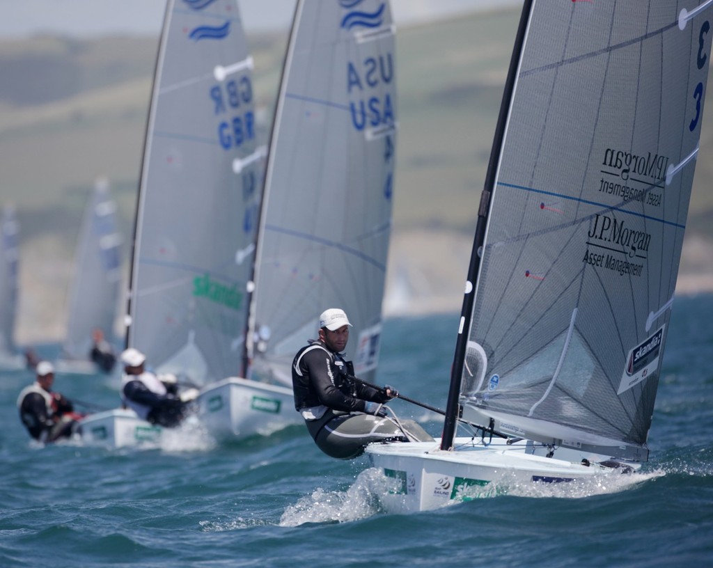 Ben Ainslie from Great Britain racing leading the Finn class on day 3 of the Skandia Sail for Gold Regatta © onEdition http://www.onEdition.com