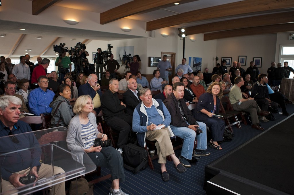 Interesting body language at the ORACLE Racing press conference at GGYC  © ACEA - Photo Gilles Martin-Raget http://photo.americascup.com/