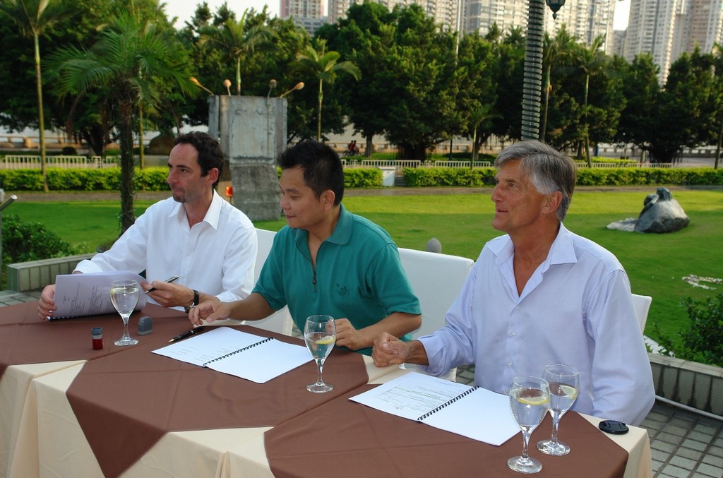 Francois Rodrigues (Bénéteau Group GM China), Tiger Wu, Mike Simpson (Simpson Marine) photo copyright Simpson Marine taken at  and featuring the  class