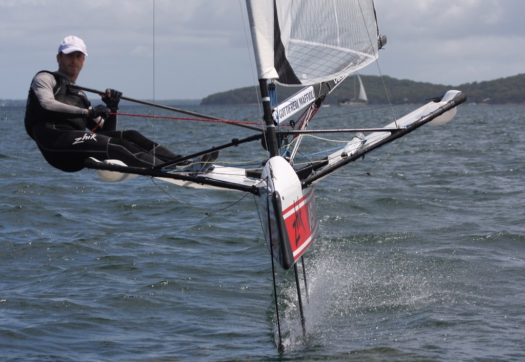 Simon Payne takes aim lr - Zhik Moth Australian Championships 2011 photo copyright Sail-World.com /AUS http://www.sail-world.com taken at  and featuring the  class