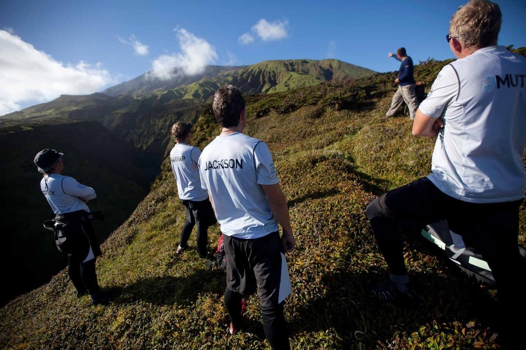 The team hikes for the summit of the Tristan volcano, and Queen Mary's peak, some 6,700 feet above sea level. PUMA Ocean Racing powered by BERG takes refuge on the island of Tristan de Cunha after being dismasted in the South Atlantic Ocean during leg 1 of the Volvo Ocean Race 2011-12, from Alicante, Spain to Cape Town, South Africa. (Credit: Amory Ross/PUMA Ocean Racing/Volvo Ocean Race) photo copyright Amory Ross/Puma Ocean Racing/Volvo Ocean Race http://www.puma.com/sailing taken at  and featuring the  class