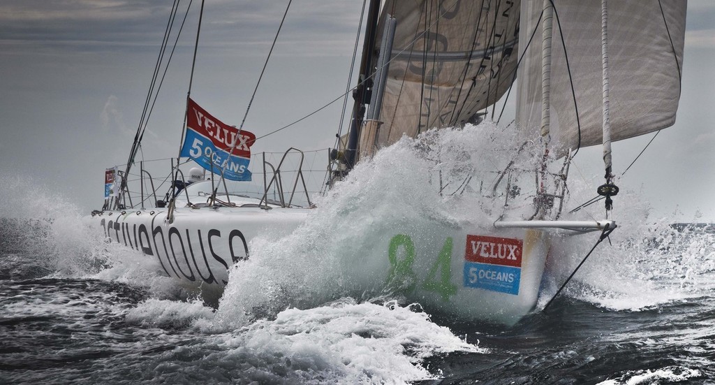 Derek Hatfield gets underway onboard Activehouse, on the final leg of the VELUX 5 Oceans. © Ainhoa Sanchez/w-w-i.com