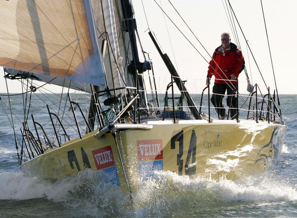 A triumphant Brad Van Liew wins the VELUX 5 OCEANS, having won 5 out of 5 legs, as he crossed the finish line in this evening in La Rochelle, France. photo copyright onEdition http://www.onEdition.com taken at  and featuring the  class