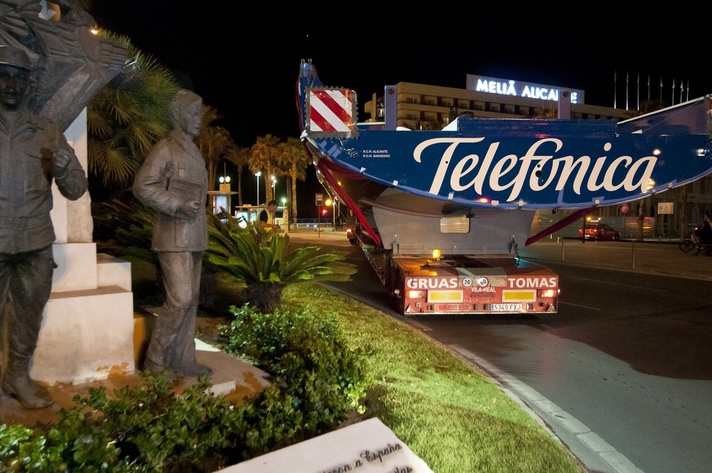 Team Telefonica transports their 3rd generation Volvo Open 70 from King Marine in Alginet, to Volvo Ocean Race headquarters in Alicante.  © Volvo Ocean Race http://www.volvooceanrace.com