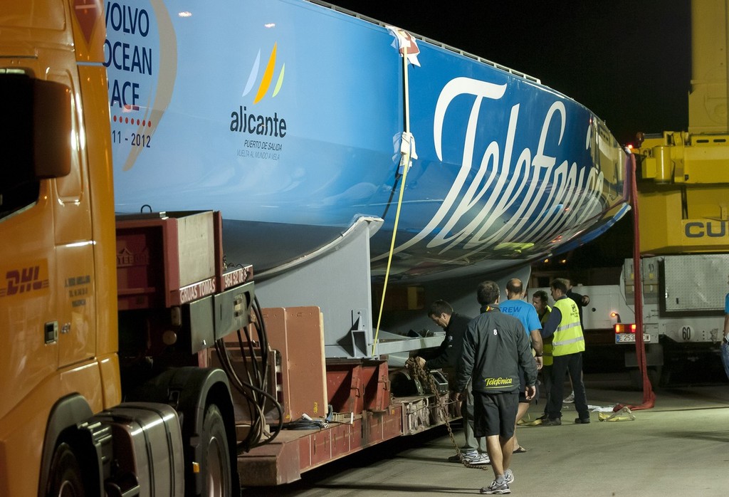Team Telefonica transports their 3rd generation Volvo Open 70 from King Marine in Alginet, to Volvo Ocean Race headquarters in Alicante. © Volvo Ocean Race http://www.volvooceanrace.com
