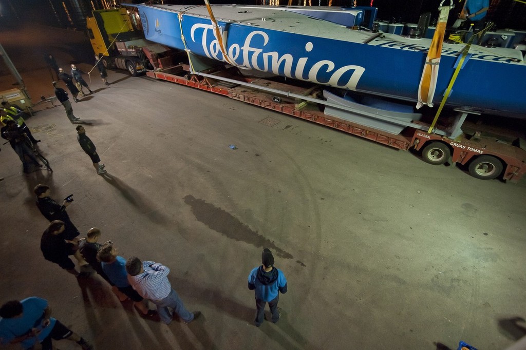 Team Telefonica transports their 3rd generation Volvo Open 70 from King Marine in Alginet, to Volvo Ocean Race headquarters in Alicante.  © Volvo Ocean Race http://www.volvooceanrace.com