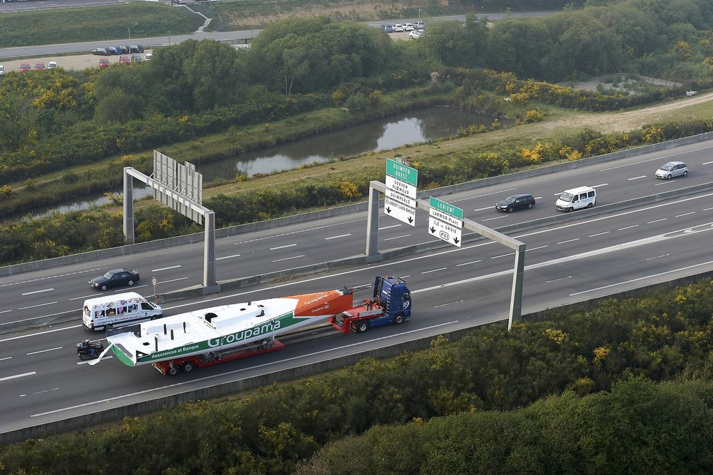 Groupama Sailing Team transport their new Volvo Open 70 from Multiplast to their training camp in Lorient. - Groupama launch 150511 © Volvo Ocean Race http://www.volvooceanrace.com
