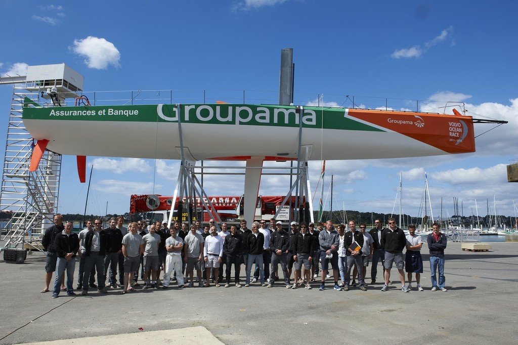 Groupama Sailing Team puts their new Volvo Open 70, Groupama 4, in the water at their base in Lorient. - Groupama launch 150511 © Volvo Ocean Race http://www.volvooceanrace.com