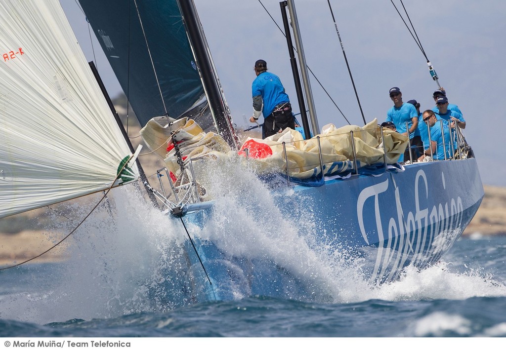 Telefonica skipper and  Double Olympic medalist, Iker Martinez from Spain, takes the newly launched Volvo Ocean Race 2011-12 entry out on the water, before leaving the start port of Alicante, Spain, for their training base in Lanzarote.  - First Sail 17 May 2011 © Volvo Ocean Race http://www.volvooceanrace.com