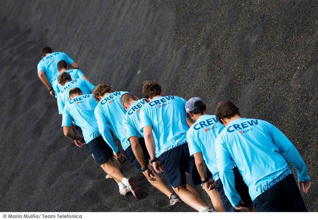 Team Telefonica training in Lanzarote at fire mountain 