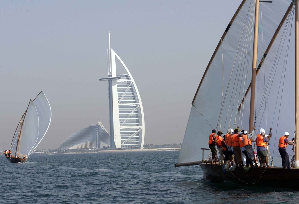 Dhow racing in the shadow of the Burj Al Arab © DIMC