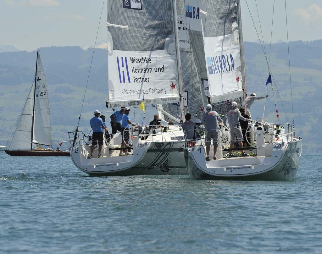 Bruni v Gilmour in the final of Match Race Germany 2011 © Chris Davies/AWMRT