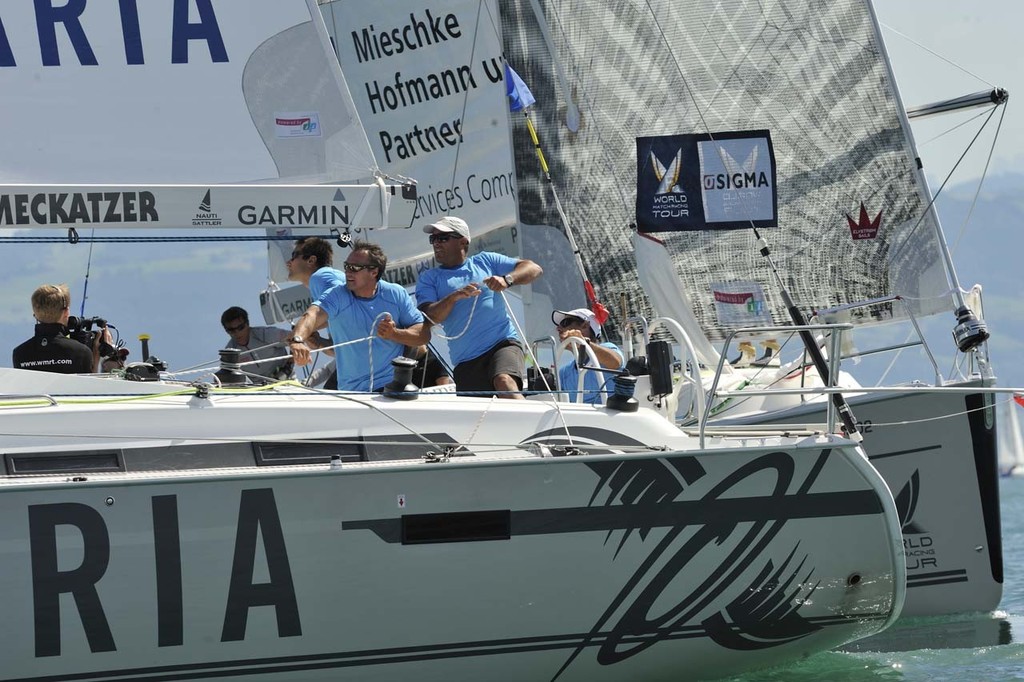 Bruni v Gilmour in the final of Match Race Germany 2011 © Chris Davies/AWMRT