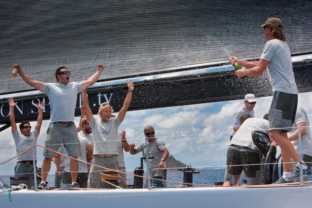 Genuine Risk celebrate 2nd place in MAXI Class at Les Voiles de St. Barth © Christophe Jouany / Les Voiles de St. Barth http://www.lesvoilesdesaintbarth.com/