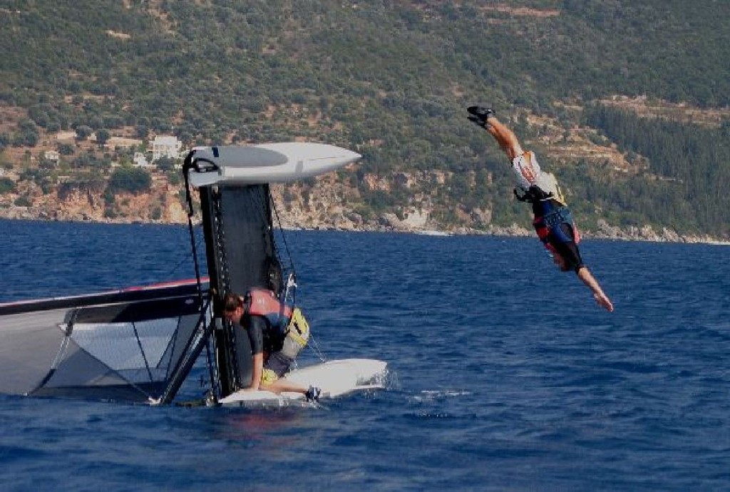 joe takes a dive Joe Constable - WildWind photo copyright WildWind http://www.wildwind.co.uk/ taken at  and featuring the  class