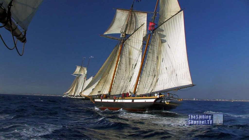 The Tall Ship: The Privateer Lynx cuts through the Pacific swell into a brisk breeze - HD Video Stills from the documentary © Robert Margouleff