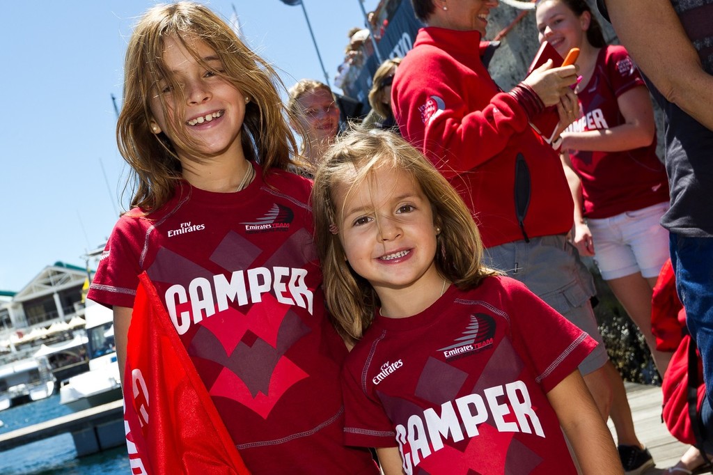 Pleased fans as Camper with Emirates Team New Zealand, finishes second on leg 1 of the Volvo Ocean Race 2011-12  © Ian Roman/Volvo Ocean Race http://www.volvooceanrace.com