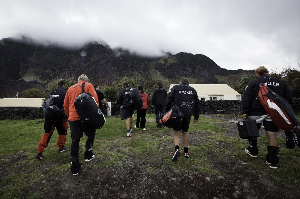 Puma’s crew head for the Clubhouse after a trying day in the Tristan da Cunha Open © Amory Ross/Puma Ocean Racing/Volvo Ocean Race http://www.puma.com/sailing