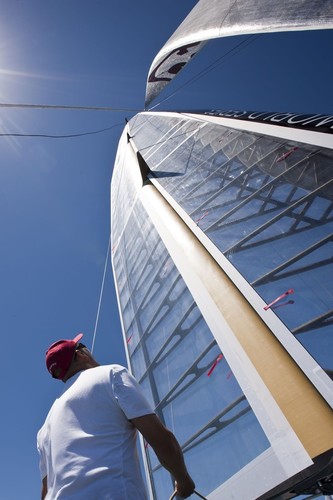 The maneuverability afforded by the the wingsail is a real point of difference between the multihull and displacement yachts © ACEA - Photo Gilles Martin-Raget http://photo.americascup.com/