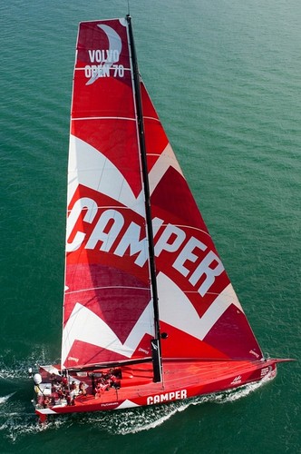 CAMPER with Emirates Team New Zealand, skipper Chris Nicholson takes their new 3rd generation Volvo Open 70 yacht for its first sail in the Hauraki Gulf in New Zealand &copy; Chris Cameron www.chriscameron.co.nz
