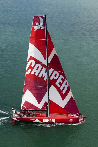 The Volvo 70 Camper sailed by Emirates Team NZ on her maiden sail © Chris Cameron/ETNZ http://www.chriscameron.co.nz
