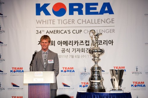 Seoul (Korea) - Team Korea Announcement - Chris Draper makes his inaugural speech as skipper/helmsman for Team Korea <br />
 <br />
  © ACEA - Photo Gilles Martin-Raget http://photo.americascup.com/