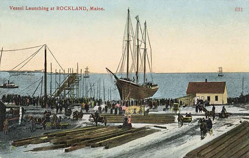 Windjammer being launched in 1900 in Rockport ©  SW