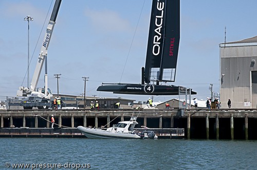 Oracle Racing’s newly painted A 45s get some play time on SF Bay © Erik Simonson www.pressure-drop.us http://www.pressure-drop.us