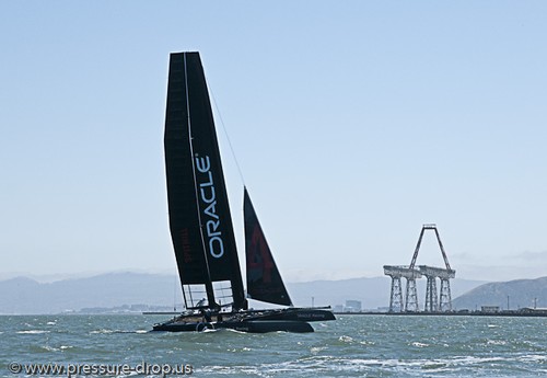 Oracle Racing’s newly painted A 45s get some play time on SF Bay © Erik Simonson www.pressure-drop.us http://www.pressure-drop.us