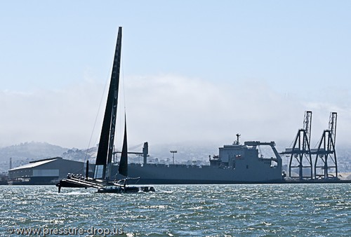 Oracle Racing’s newly painted A 45s get some play time on SF Bay © Erik Simonson www.pressure-drop.us http://www.pressure-drop.us