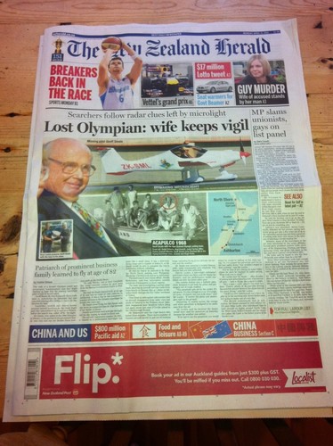 Front page of print edition NZ Herald 11 April 2011 © SW