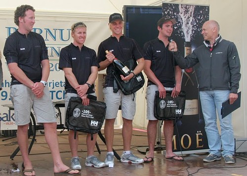 Prizegiving Ceremony - Full Metal Jacket Racing (L-R) Harry Thurston, Shaun Mason, Brad Farrand and William Tiller - Parnu Sailing Week © Malle Kosk