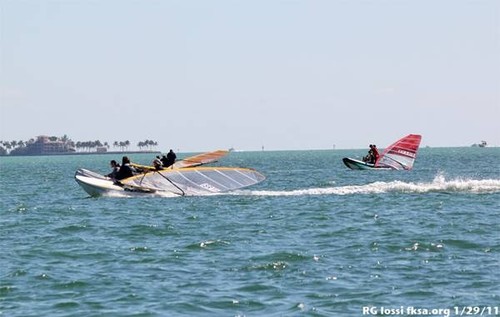 Should shuttling to the race course be the main source of propulsion or is this hurting the sport ? - Kiteboarding Demo at the Miami Rolex OCR © Rick Iossi
