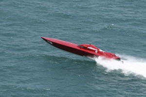 'Twisted Metal' on its way to winning P1 off Miami, Brett Furshman at the wheel, Bill Glueck on throttles. - Miami Offsore GP photo copyright Rodrick Cox taken at  and featuring the  class