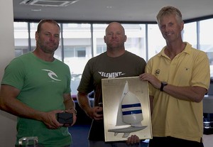 Jack's Hut - victorious crew - Noel Drennan on the right, with Peter Merrington and Ben Morrison-Jack - 2011 Victorian Etchells Championships photo copyright Nick McGuigan taken at  and featuring the  class