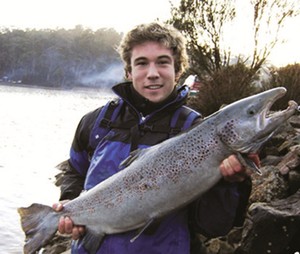 8kg&rsquo;s of Brushy Lagoon salmon.....taken on Hueys Spotty Dog lure - Tasmanian fishing feature photo copyright Carl Hyland taken at  and featuring the  class