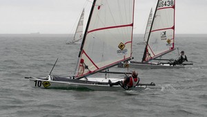 Australians Russ Evans and Richard Ekberg aside by side, which is exactly where they are in the standings, too!. - Musto Performance Skiffs Worlds photo copyright  John Curnow taken at  and featuring the  class