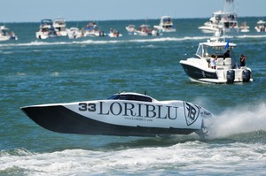 'Loriblu', Dan Zampalonio at the wheel, Randy Sweers on throttles, was 'on song' but had to settle for seocnd place behind 'Stihl.'  - Clearwater offshore race photo copyright Rodrick Cox taken at  and featuring the  class