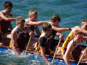 Racers in the school team heats of the NZCT Dragon Boat Festival in Wellington harbour waterfront on Sunday. - NZCT Dragon Boat Festival, Wellington photo copyright Genevieve Howard taken at  and featuring the  class