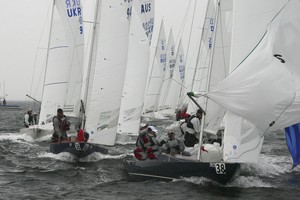Fleet action going into the hitch mark - Dragon World Championships photo copyright  John Curnow taken at  and featuring the  class