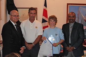 Rory Caslin accepts the Bermuda National Optimist trophy. - 2011 Bermuda Open and National Championship photo copyright somers cooper taken at  and featuring the  class
